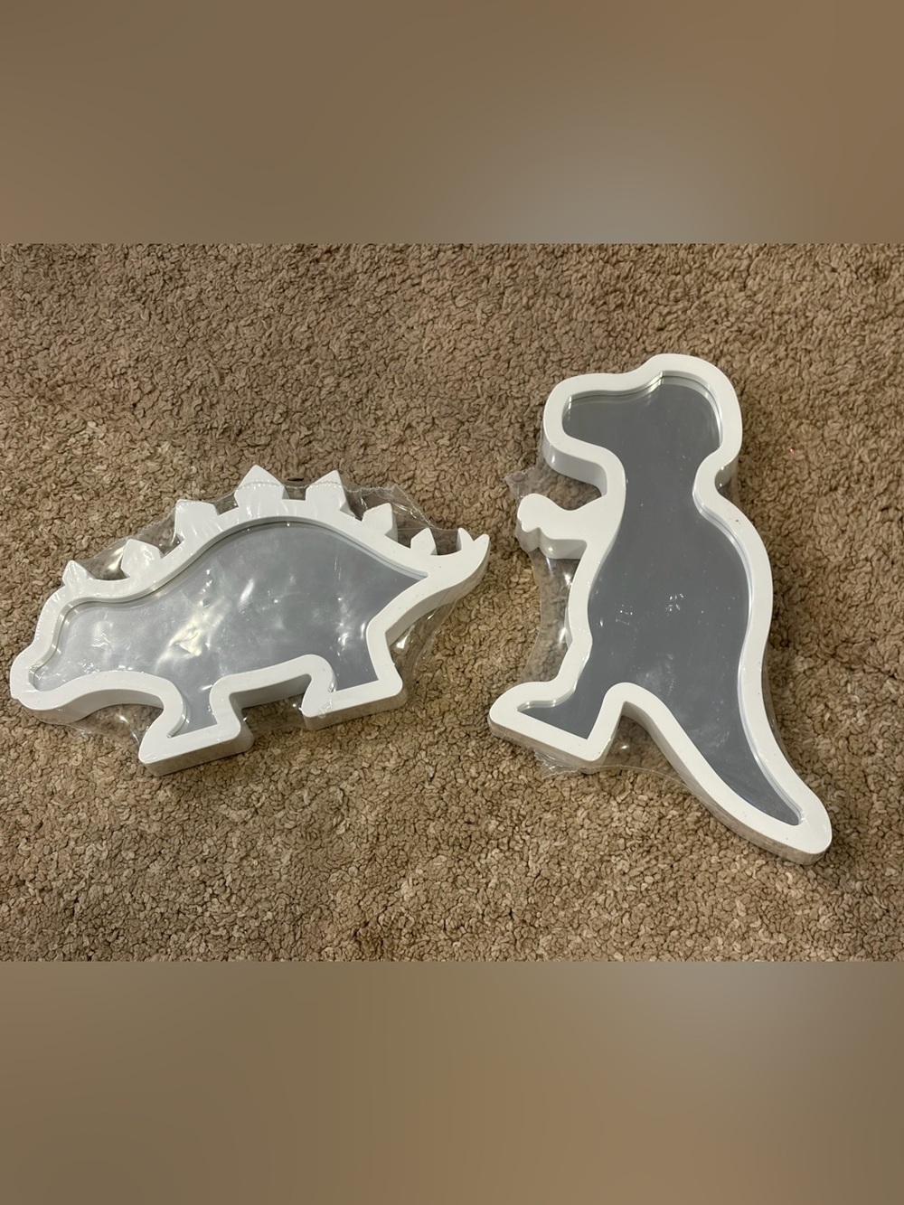 T-Rex and Stegosaurus Dinosaur Shaped Wall/Desk Mirrors